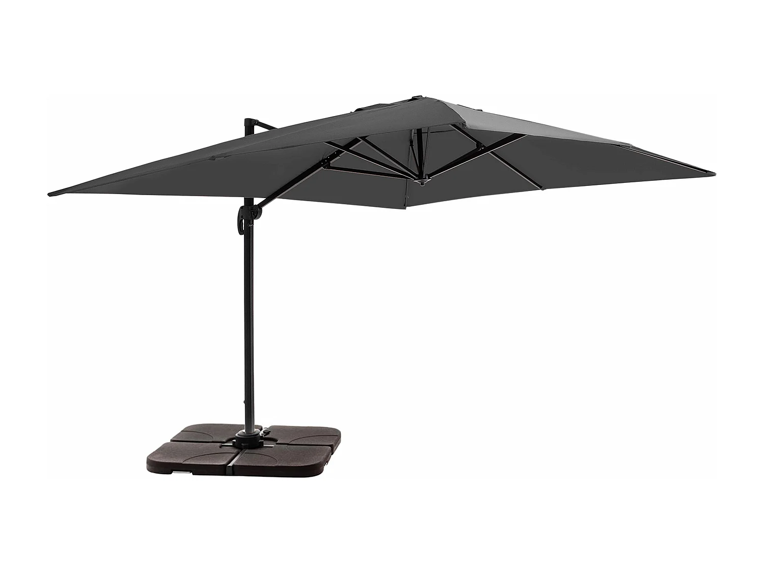 Parasol déporté 3x4m et 4 dalles à remplir aluminium gris - Caserta