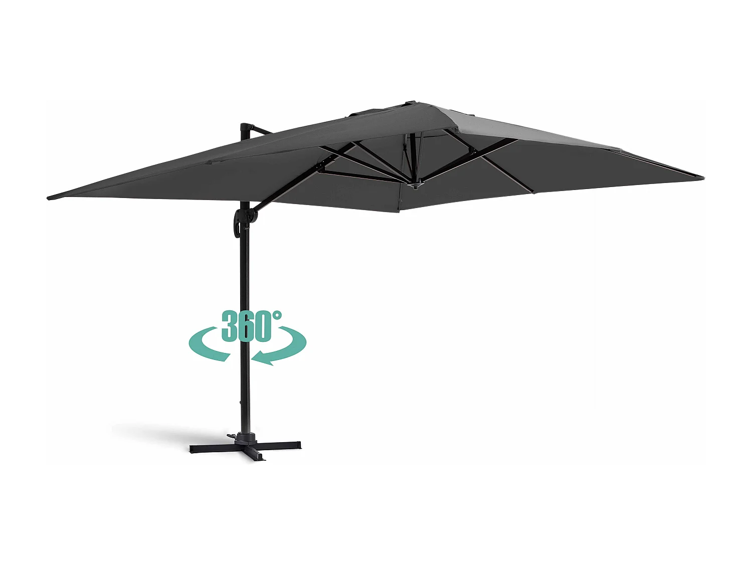 Parasol déporté 3x4m et 4 dalles à remplir aluminium gris - Caserta