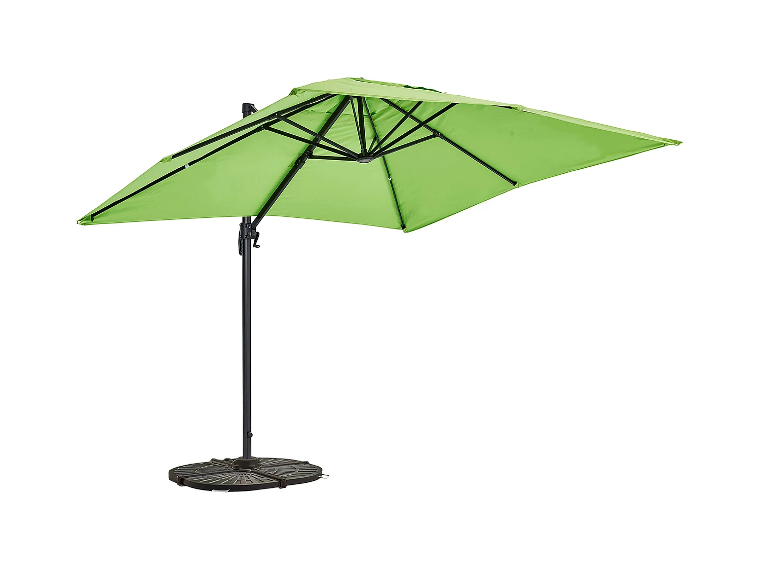 Verstelbare parasol van 2x3 m en 4 verzwaarde groene tegels