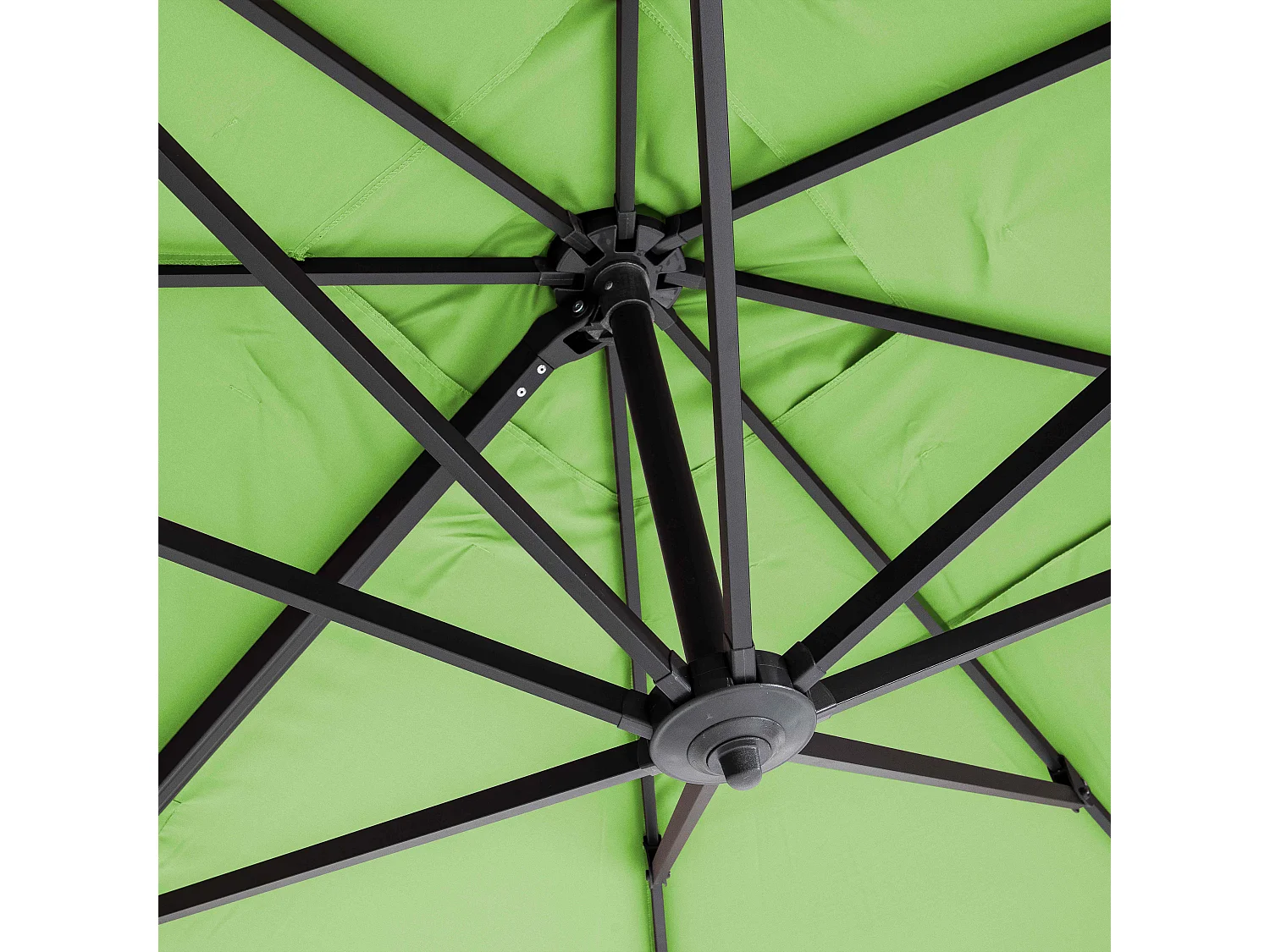 Parasol déporté 2x3 m et 4 dalles lestées aluminium vert - Amalya