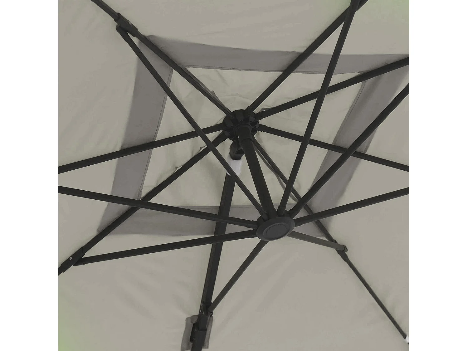 Parasol déporté rotatif 3x3m et 4 dalles lestées aluminium taupe - Malaga
