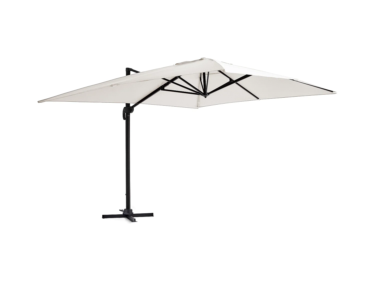 Verstelbare parasol van 3x4m in crèmekleurig aluminium
