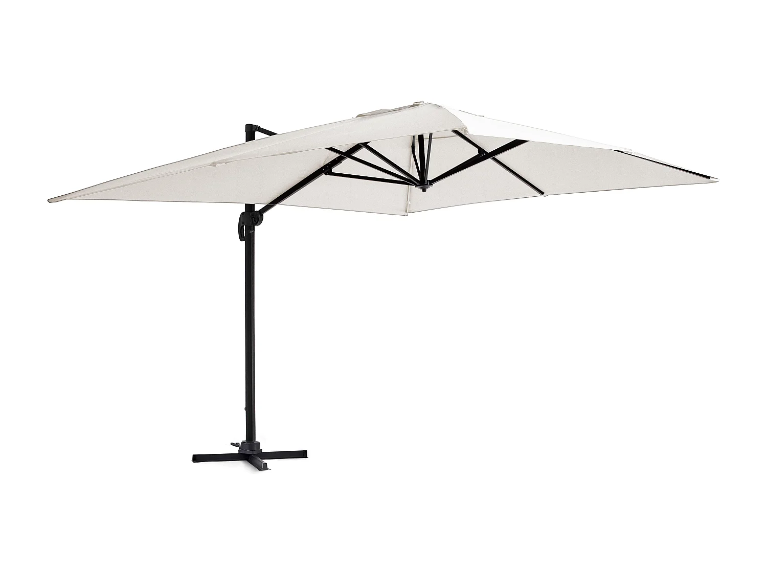 Verstelbare parasol van 3x4m in crèmekleurig aluminium