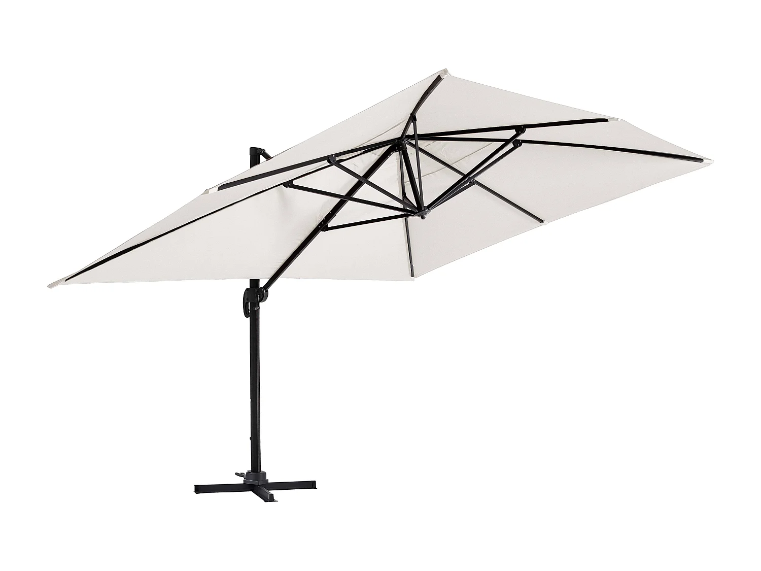 Verstelbare parasol van 3x4m in crèmekleurig aluminium