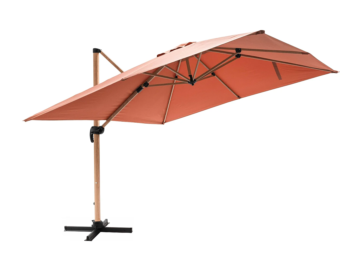 Parasol déporté carré 3x3m effet bois argile - Brescia