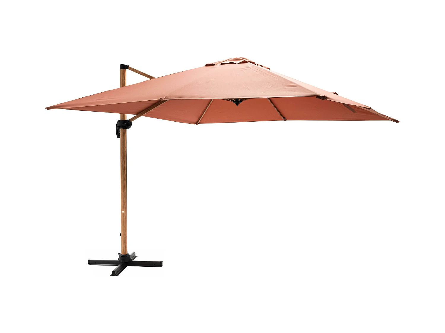 Vierkante zweefparasol 3x3m met houtlook klei-effect