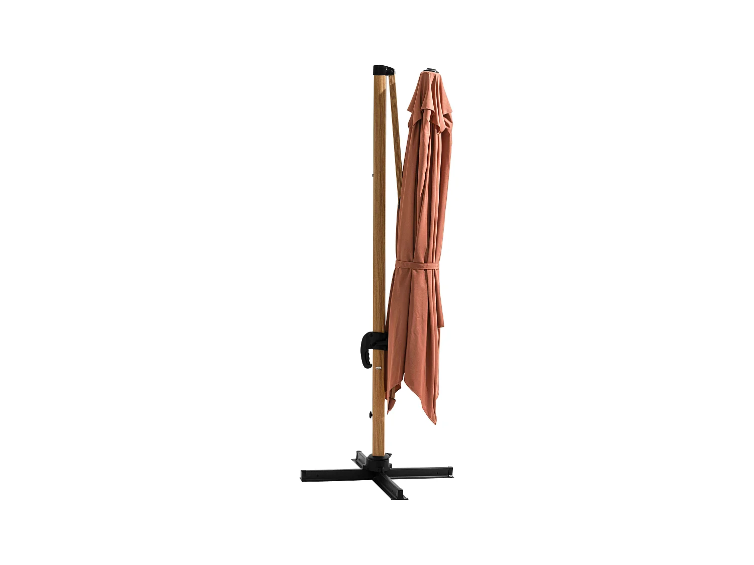 Vierkante zweefparasol 3x3m met houtlook klei-effect