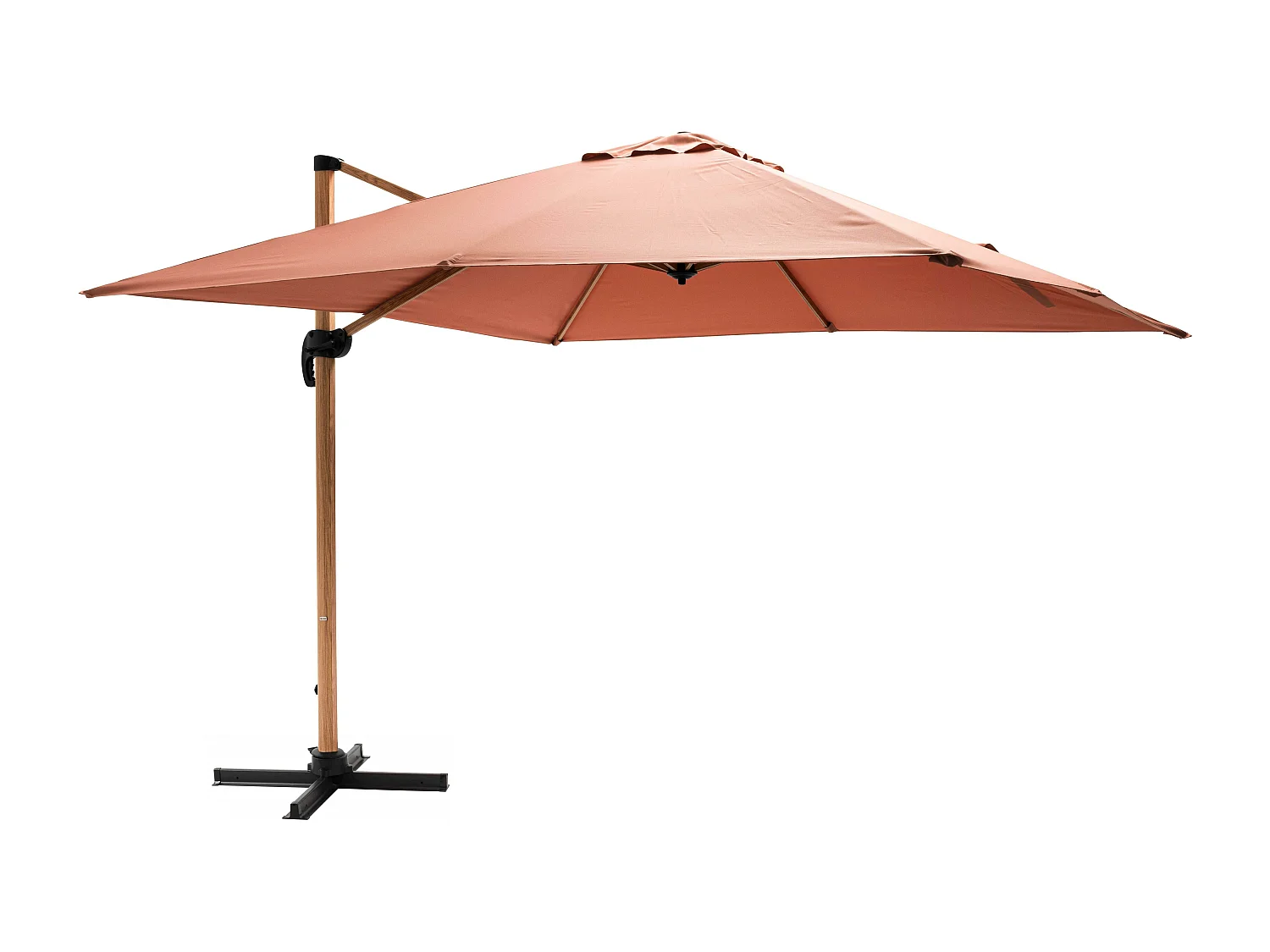 Vierkante zweefparasol 3x3m met houtlook klei-effect