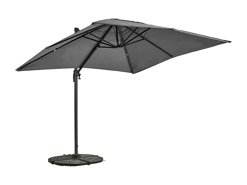 Parasol déporté 2x3 m et 4 dalles lestées aluminium gris anthracite - Amalya