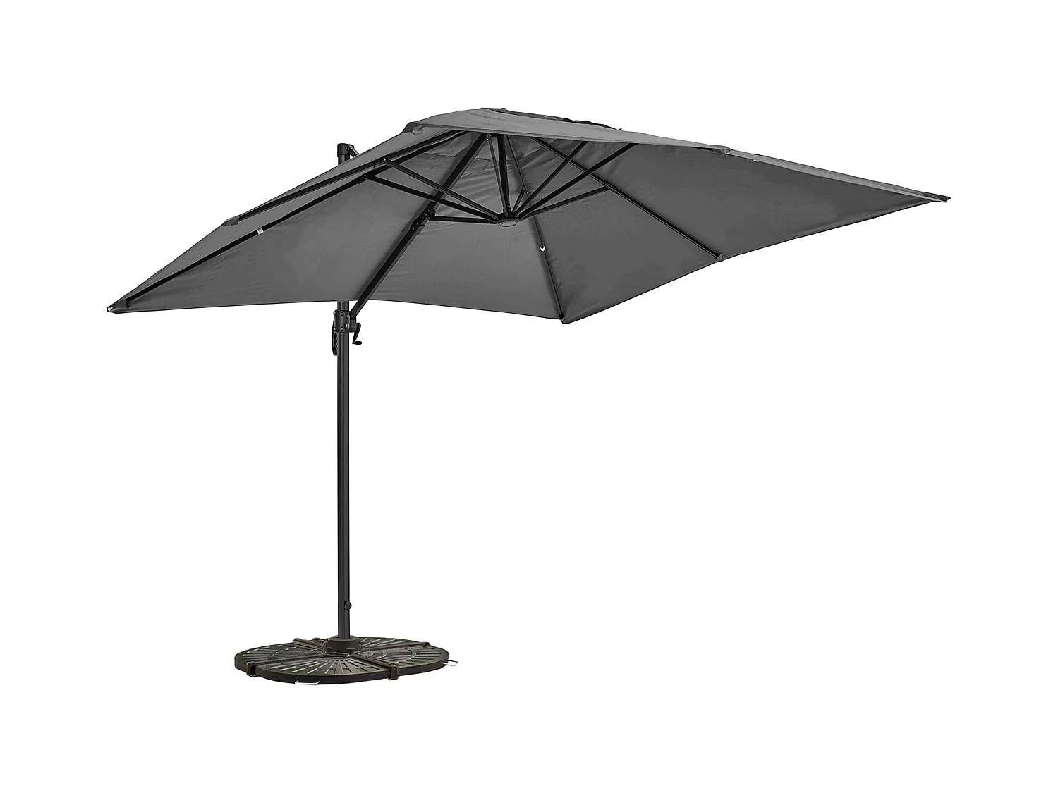 Verstelbare parasol van 2x3 m en 4 verzwaarde grijze aluminium