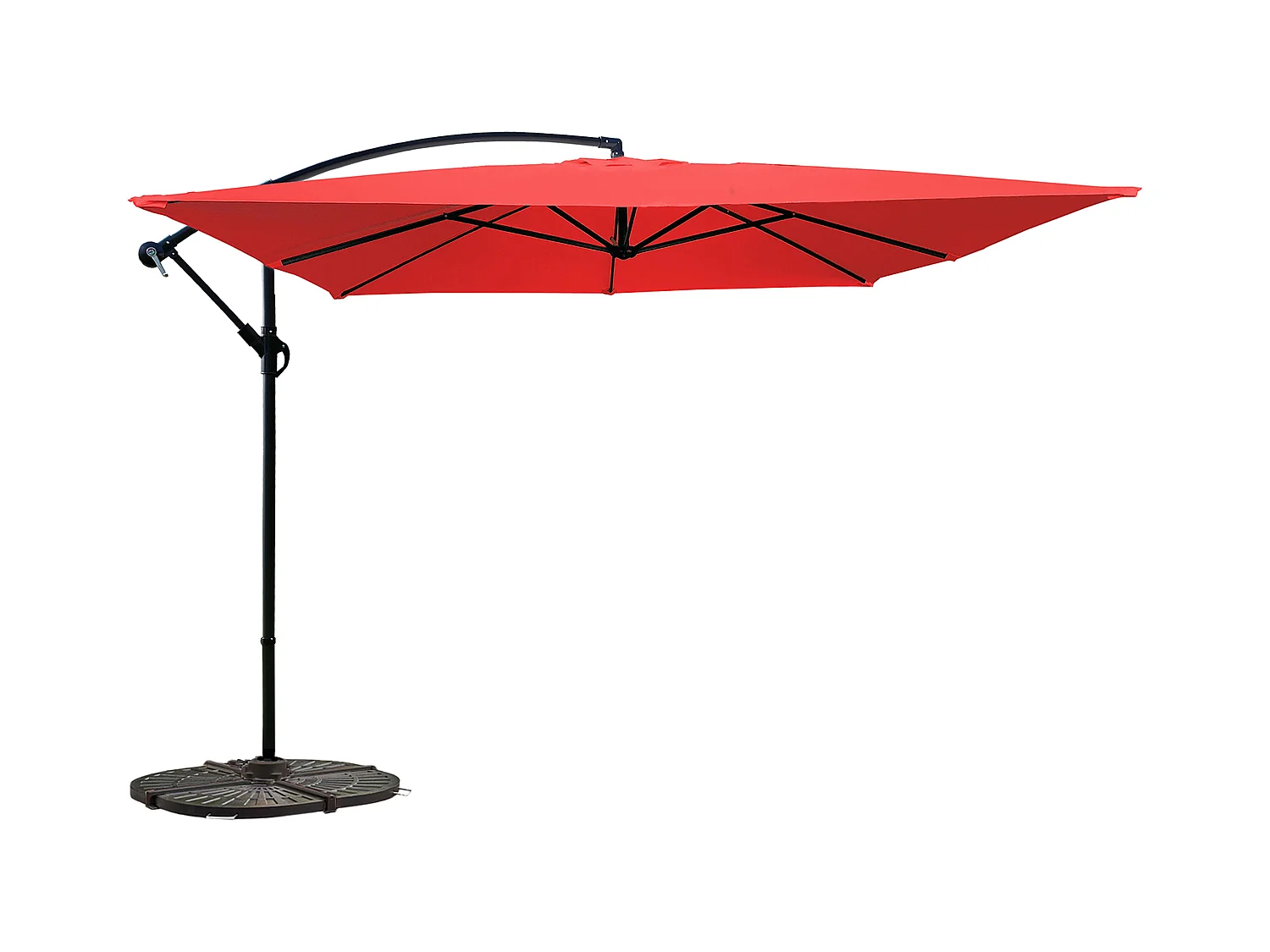 Parasol déporté 3x3m et 4 dalles à lestées rouge - Genova
