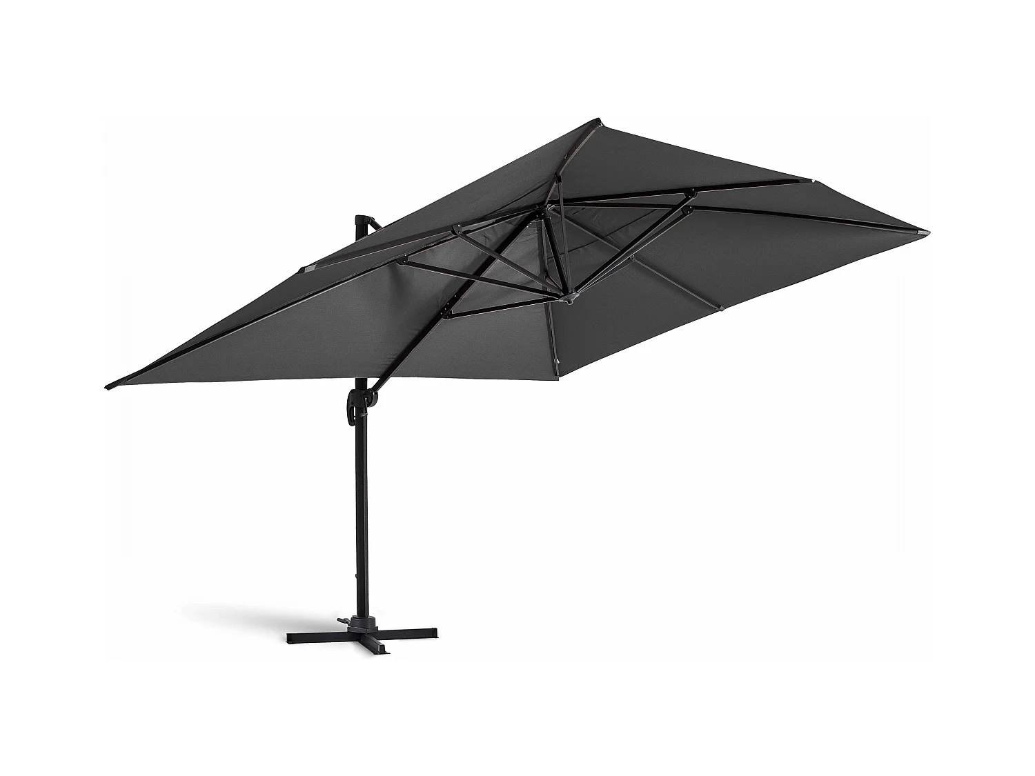 Verstelbare parasol van 3x4m in antracietgrijs aluminium