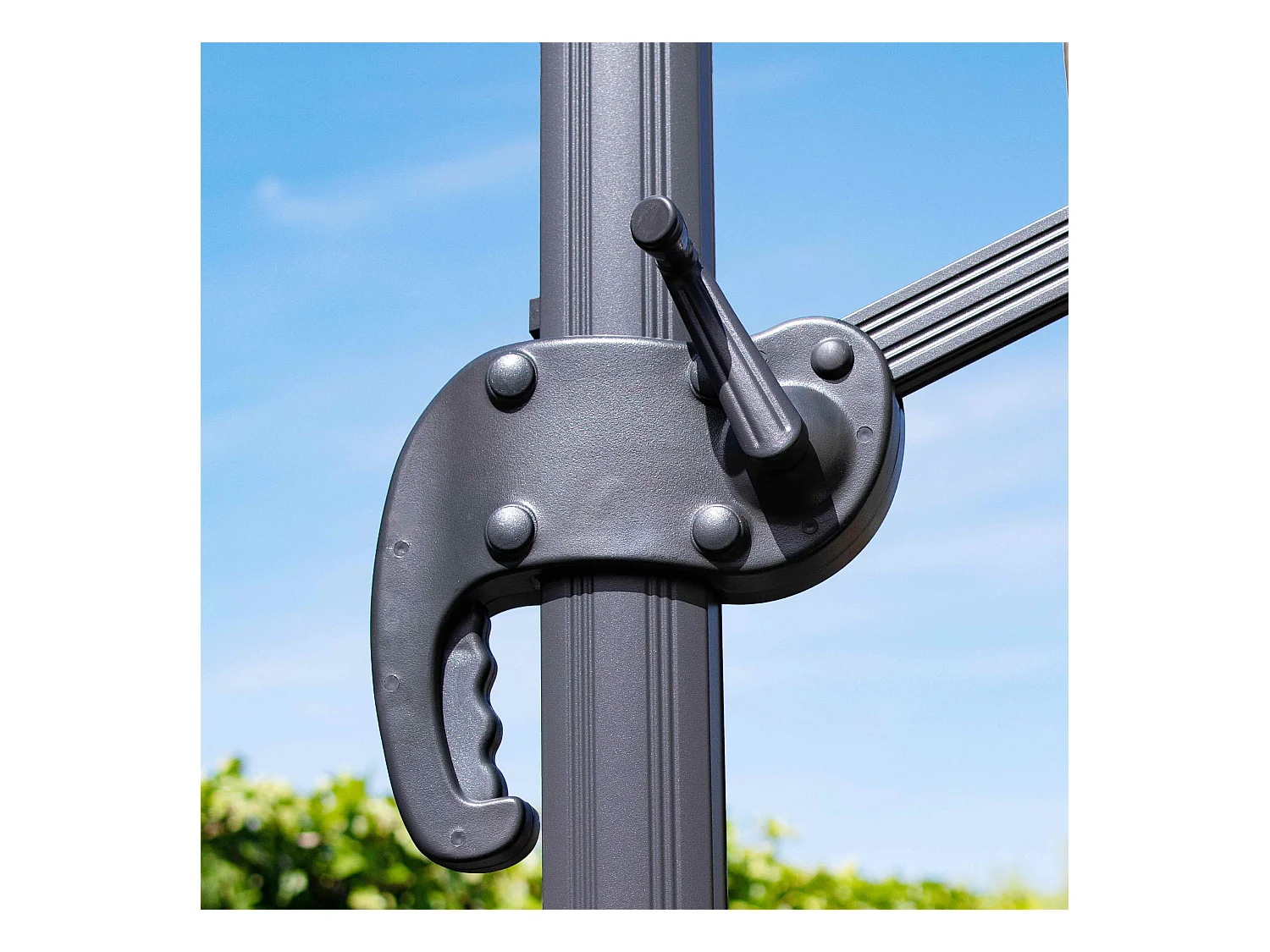 Verstelbare parasol van 3x4m in antracietgrijs aluminium