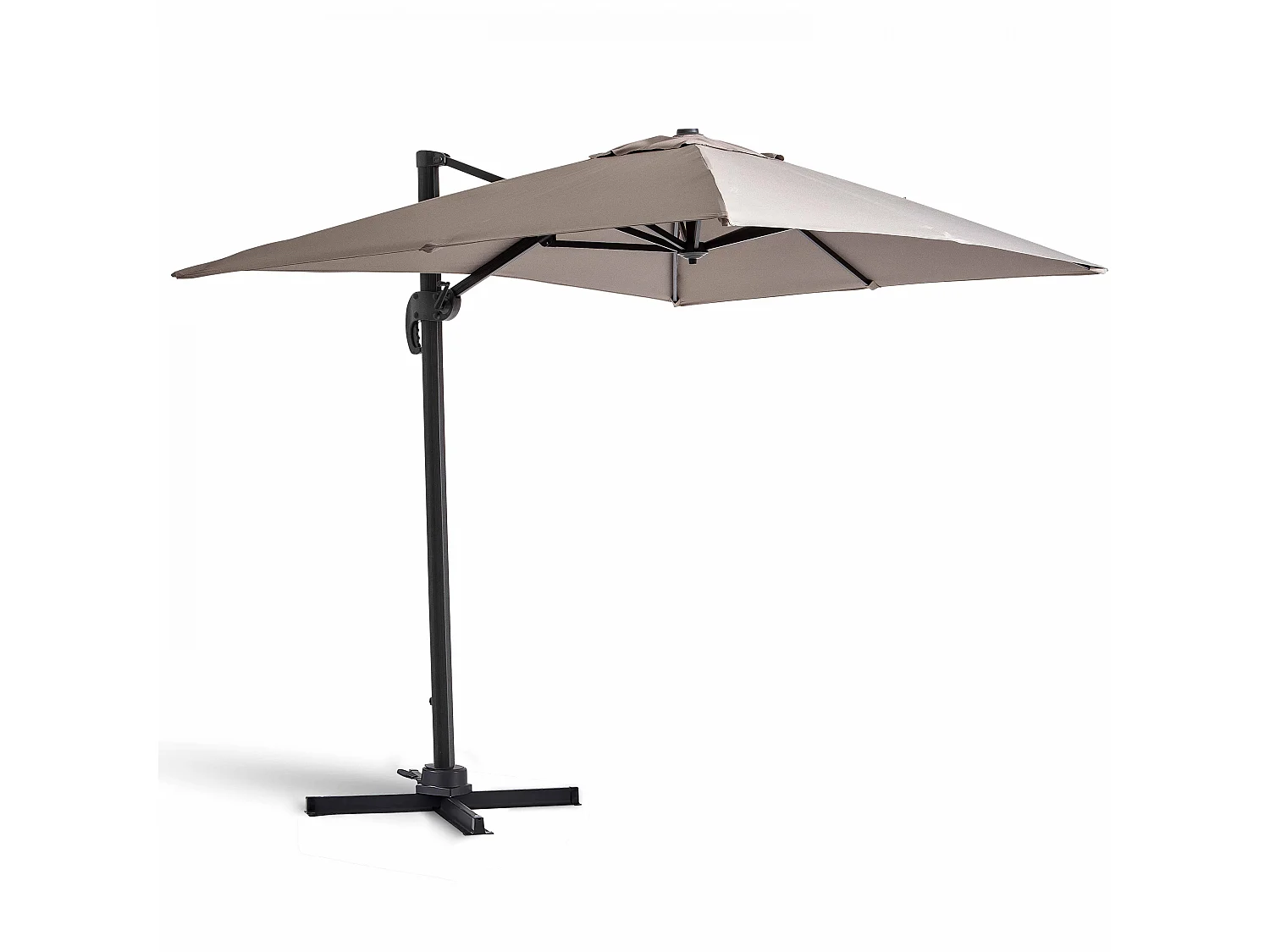 Parasol déporté rotatif 2x3m en aluminium taupe - Amalya