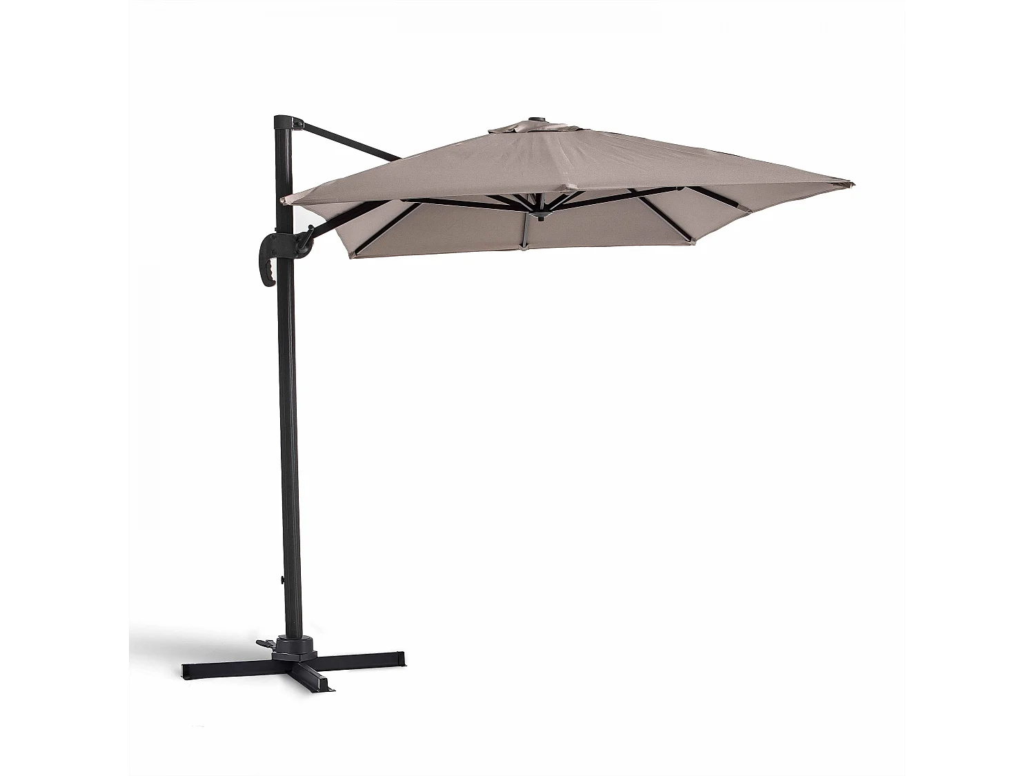 Parasol déporté rotatif 2x3m en aluminium taupe - Amalya