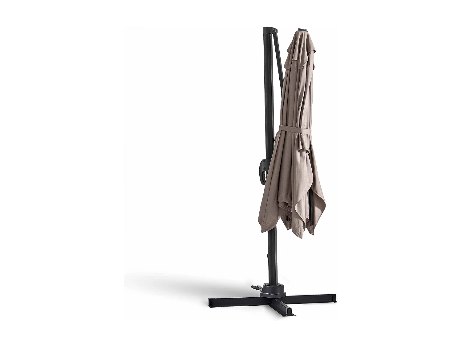 Parasol déporté rotatif 2x3m en aluminium taupe - Amalya