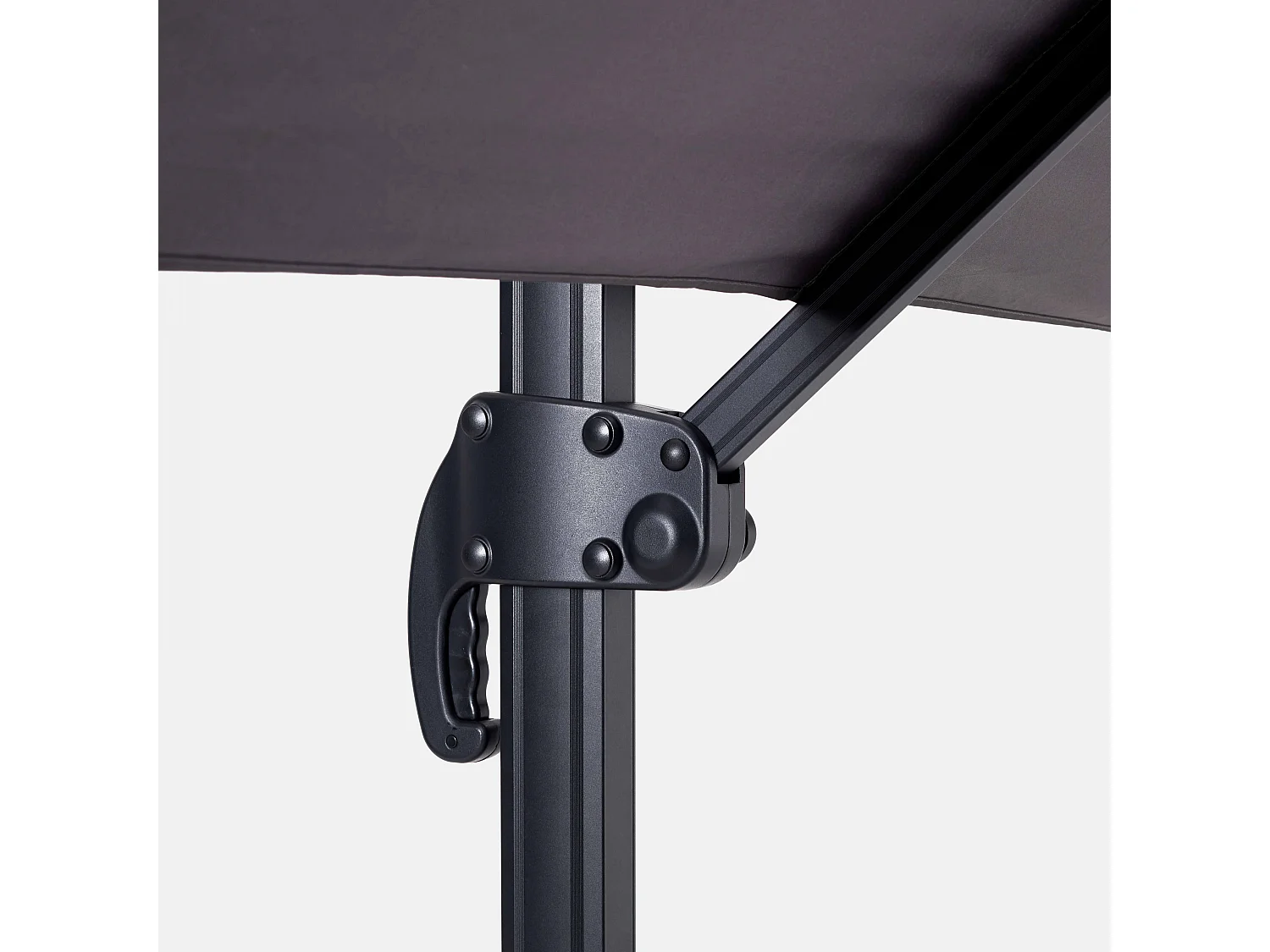 Parasol déporté 2x3 m et dalle à lester sur roues aluminium gris - Amalya