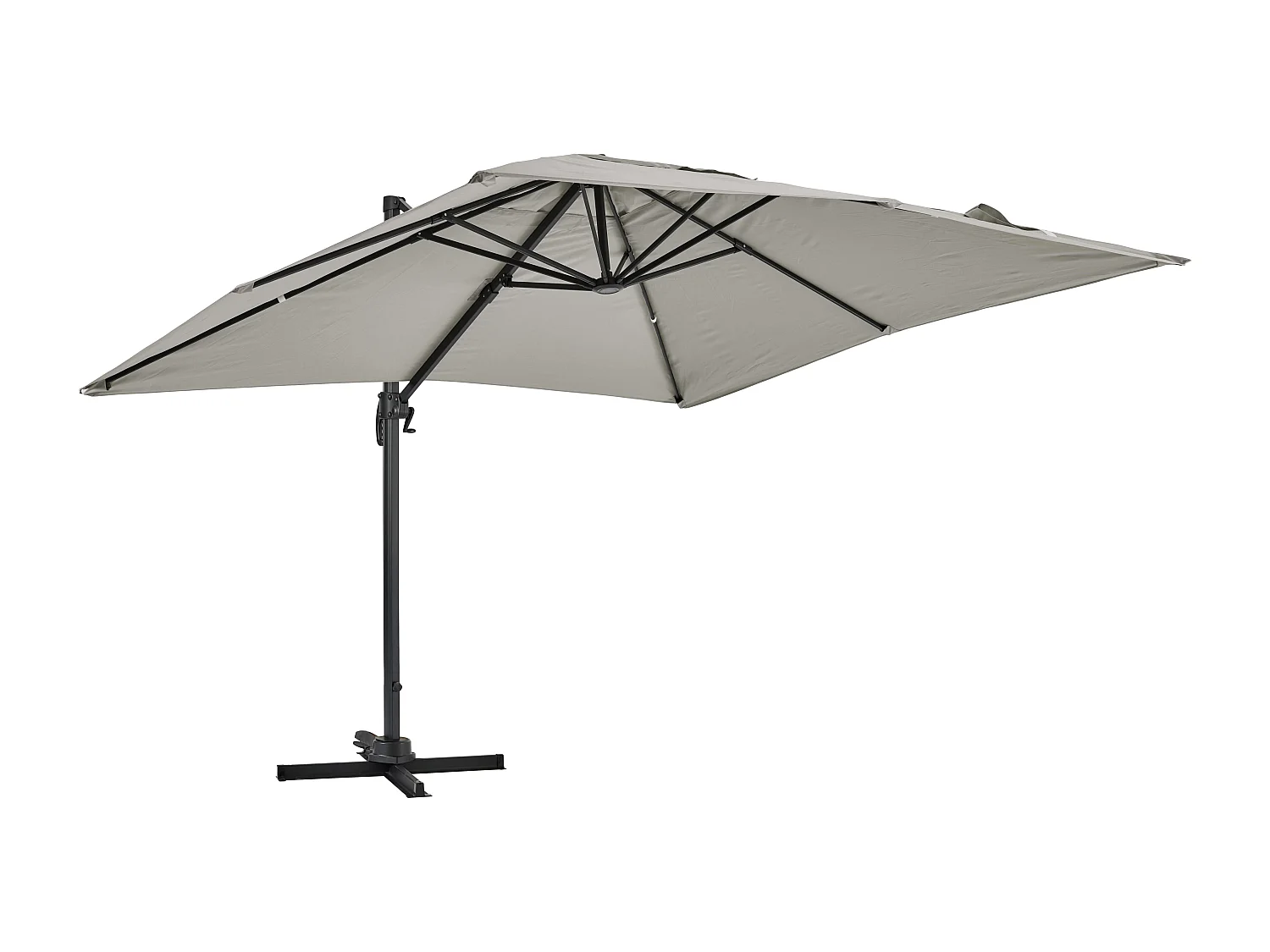 Parasol déporté rotatif 3x3m et 4 dalles à remplir aluminium taupe - Malaga