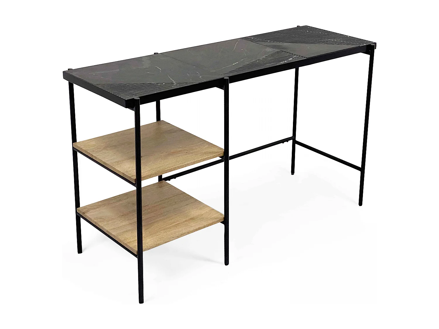 Bureau avec étagères en marbre et manguier noir
