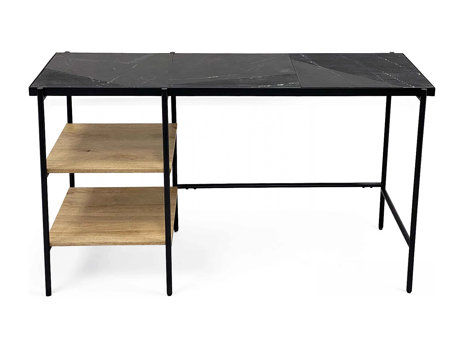 Bureau avec étagères en marbre et manguier noir