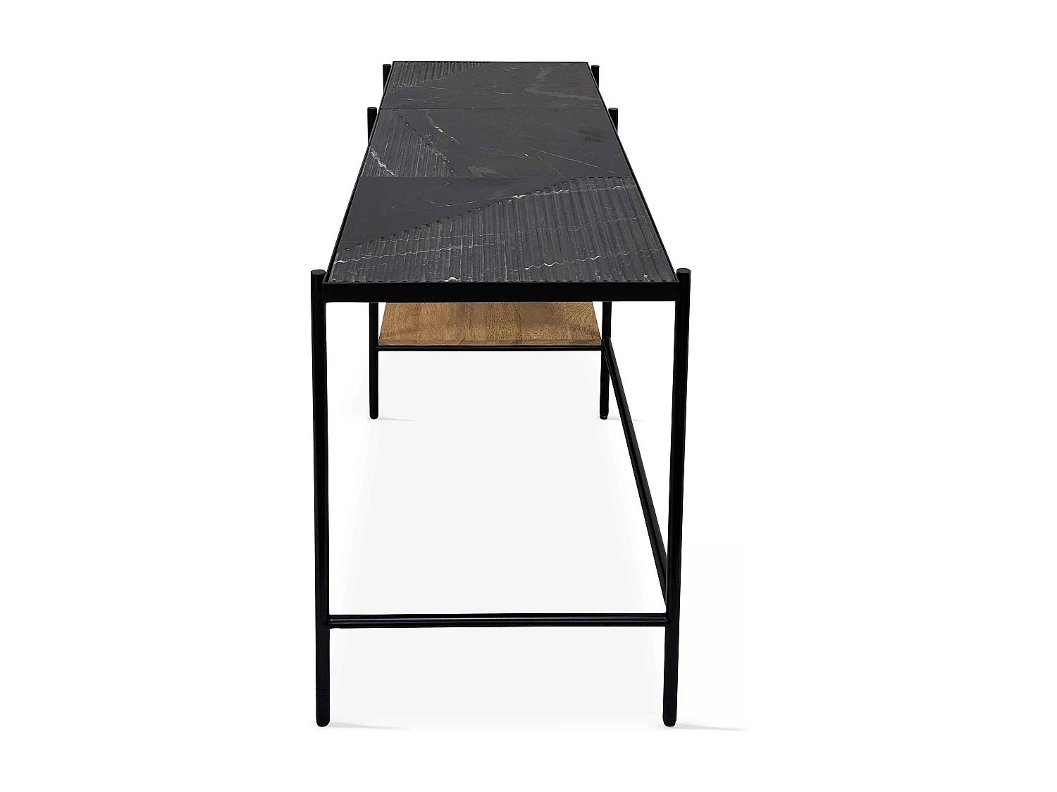 Bureau avec étagères en marbre et manguier noir
