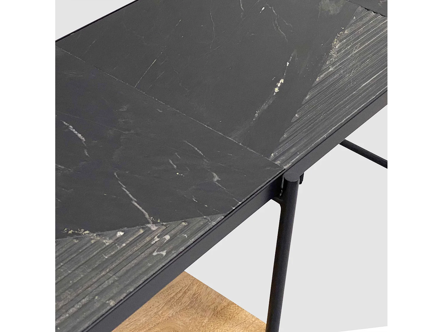 Bureau avec étagères en marbre et manguier noir