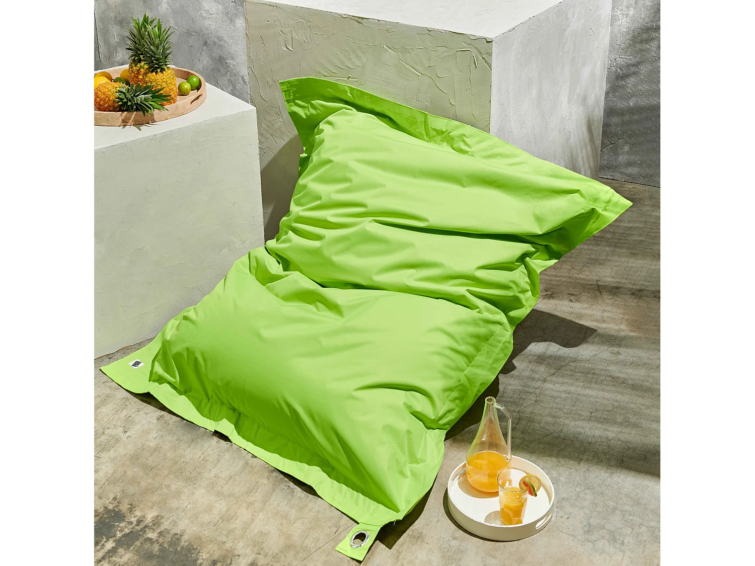 Pouf de jardin en polyester vert 180 x 145 cm