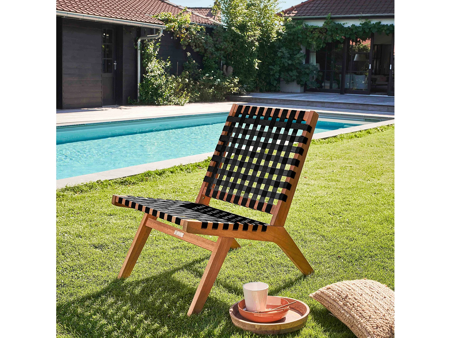 Fauteuil relax en bois d'eucalyptus noir