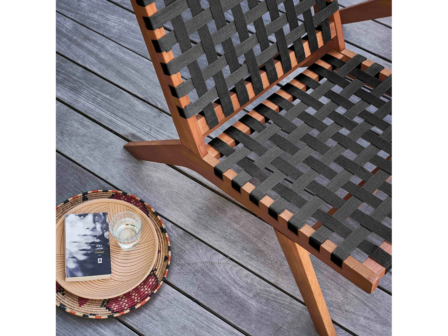 Fauteuil relax en bois d'eucalyptus noir