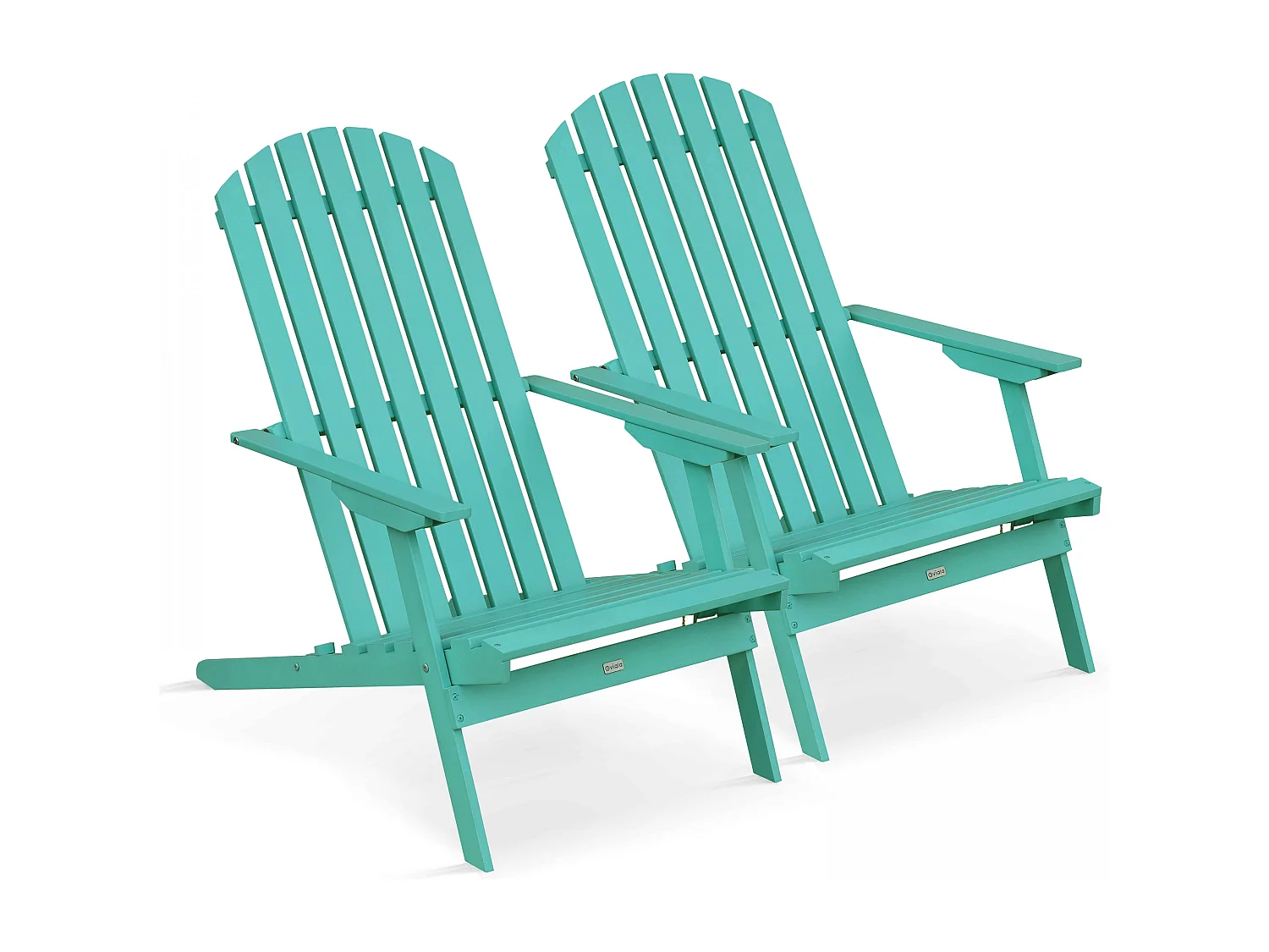 Lot de 2 fauteuils pliant en bois d'eucalyptus turquoise