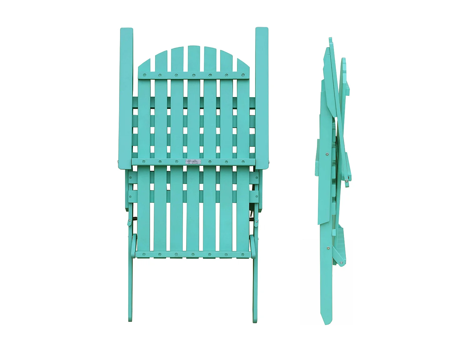 Lot de 2 fauteuils pliant en bois d'eucalyptus turquoise