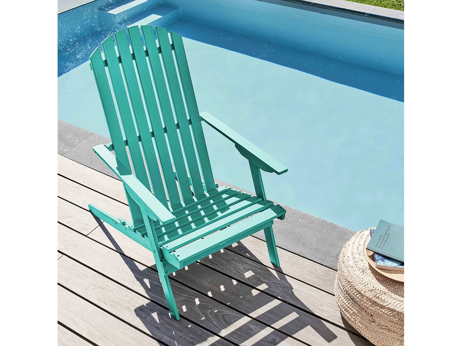 Opklapbare relaxfauteuil van turquoise eucalyptus hout