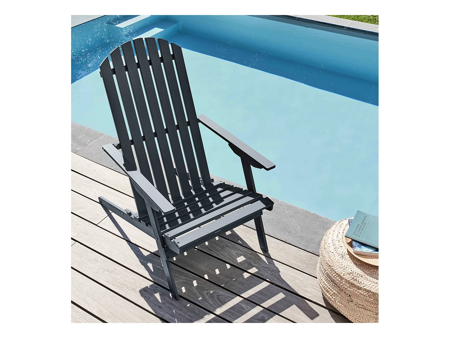 Fauteuil relax pliant en bois d'eucalyptus gris