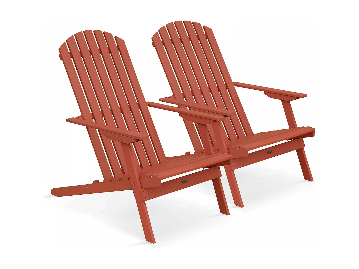 Lot de 2 fauteuils pliant en bois d'eucalyptus terracotta