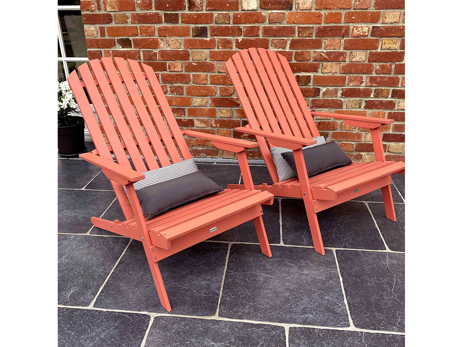 Lot de 2 fauteuils pliant en bois d'eucalyptus terracotta