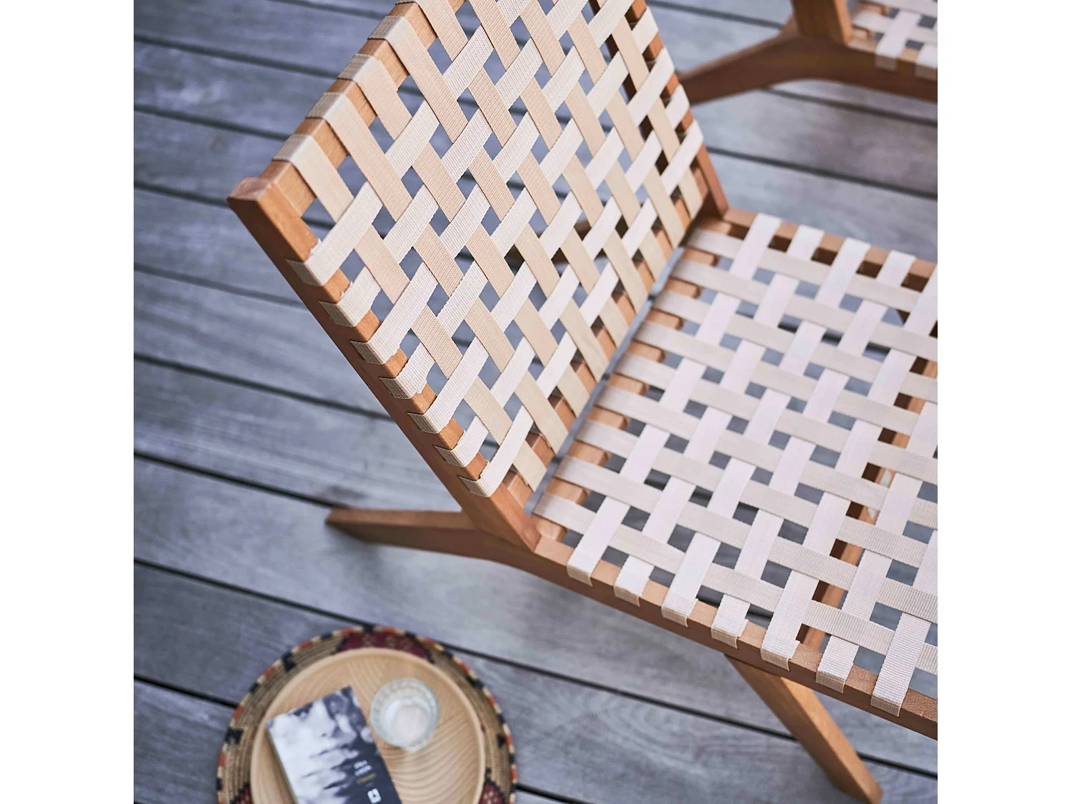 Lot de 2 fauteuils relax en bois d'eucalyptus taupe