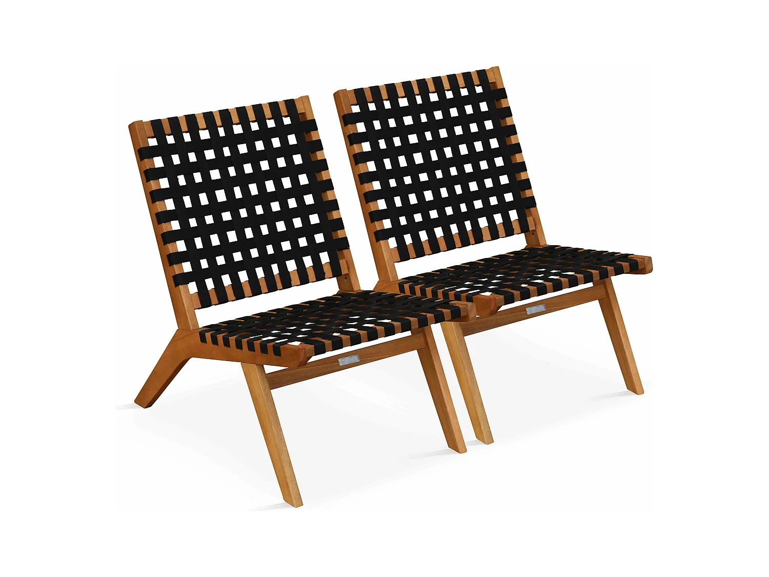 Lot de 2 fauteuils relax en bois d'eucalyptus noir