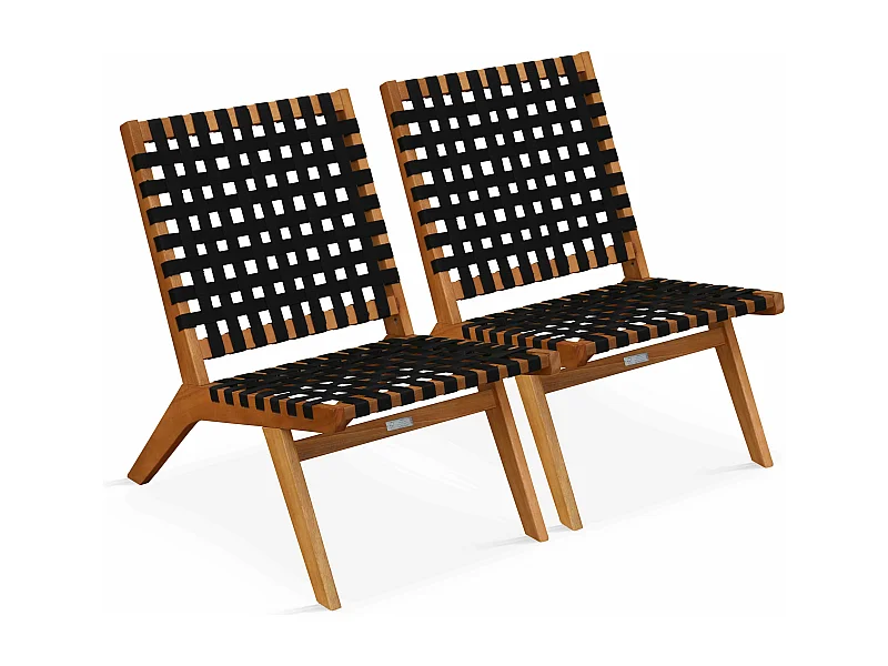 Lot de 2 fauteuils relax en bois d'eucalyptus noir
