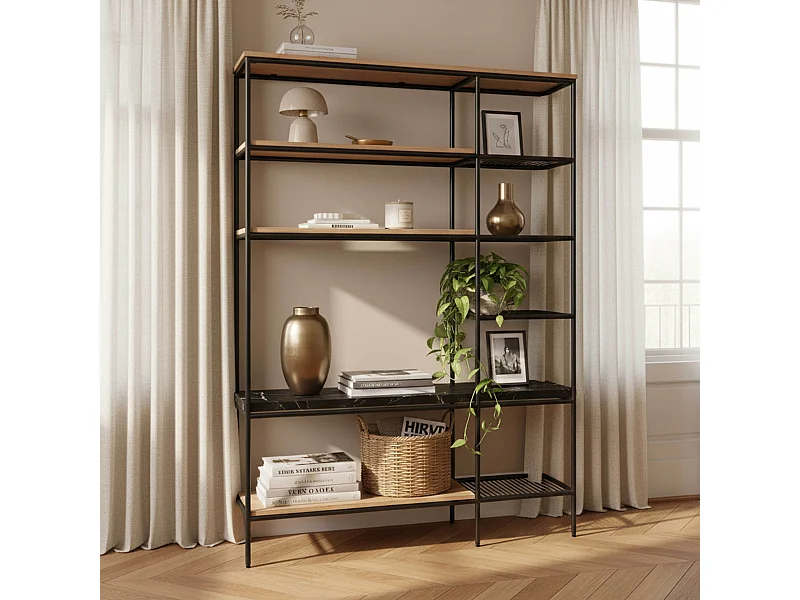 Bibliothèque en marbre et métal 161 x 109 cm noir