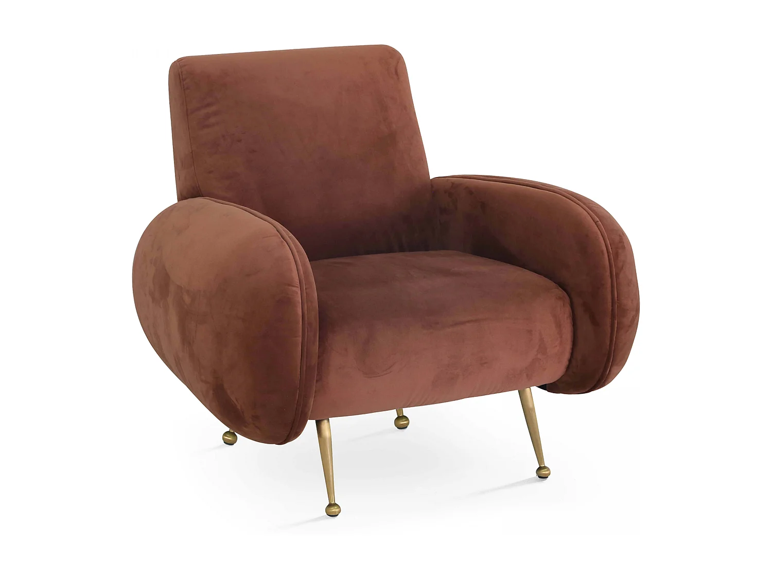 Fauteuil en velours vintage terracotta