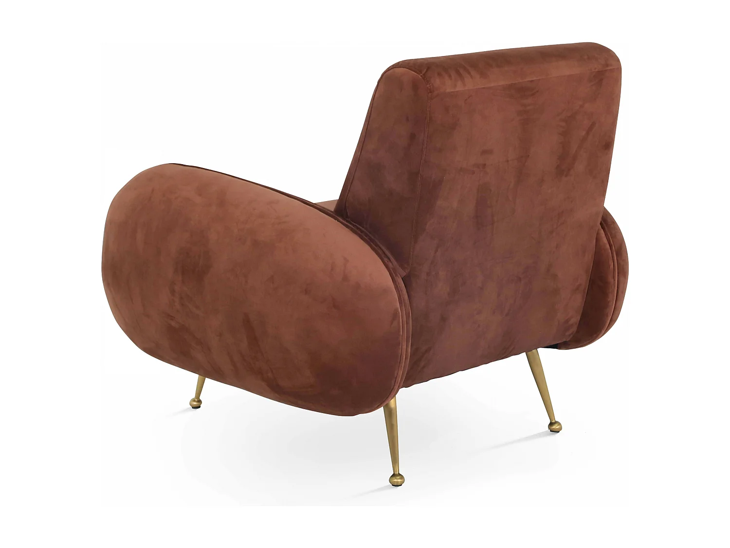 Fauteuil en velours vintage terracotta