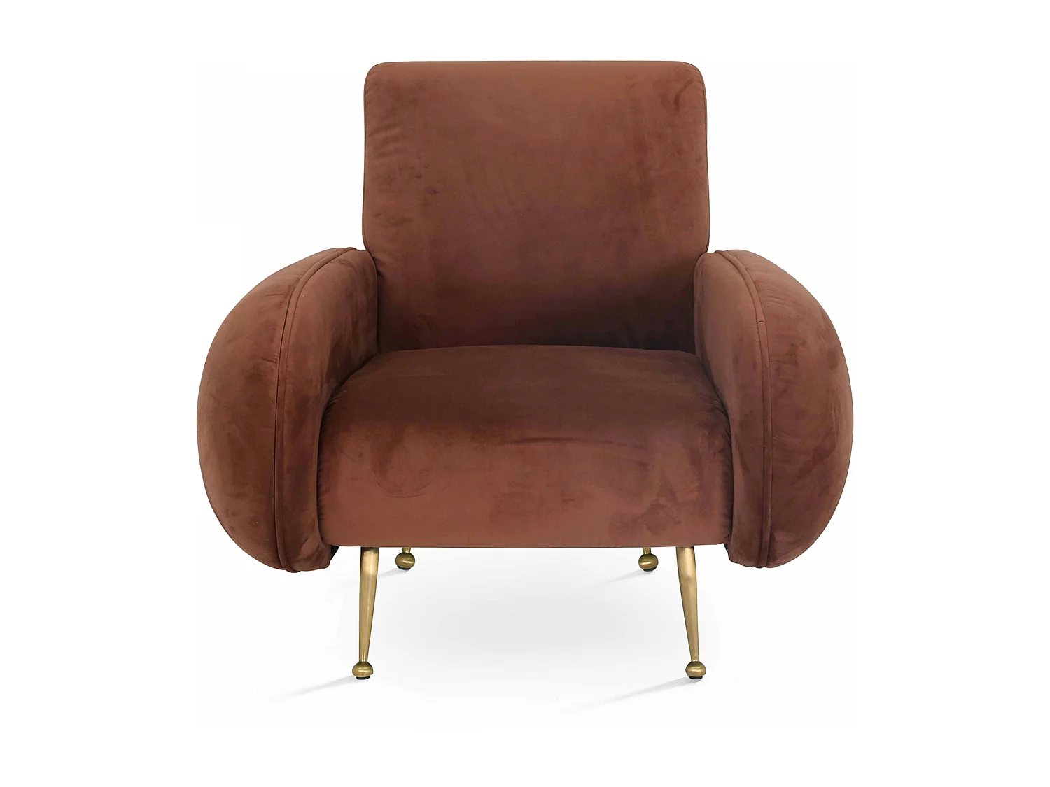 Fauteuil en velours vintage terracotta