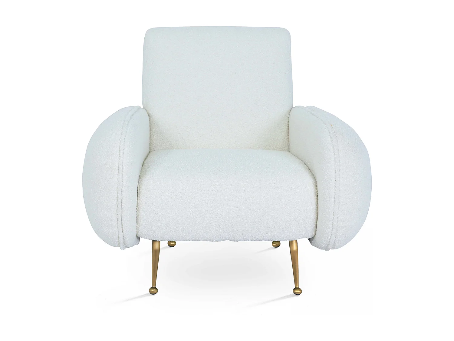 Fauteuil vintage en tissu bouclette blanc
