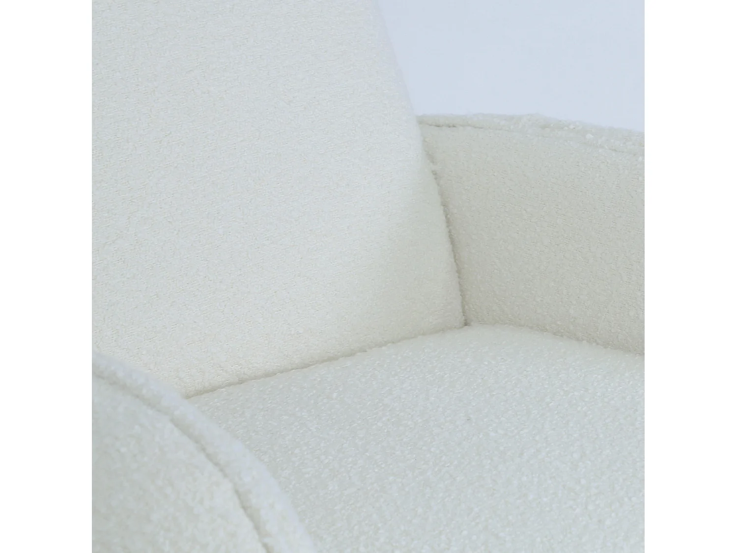 Fauteuil vintage en tissu bouclette blanc