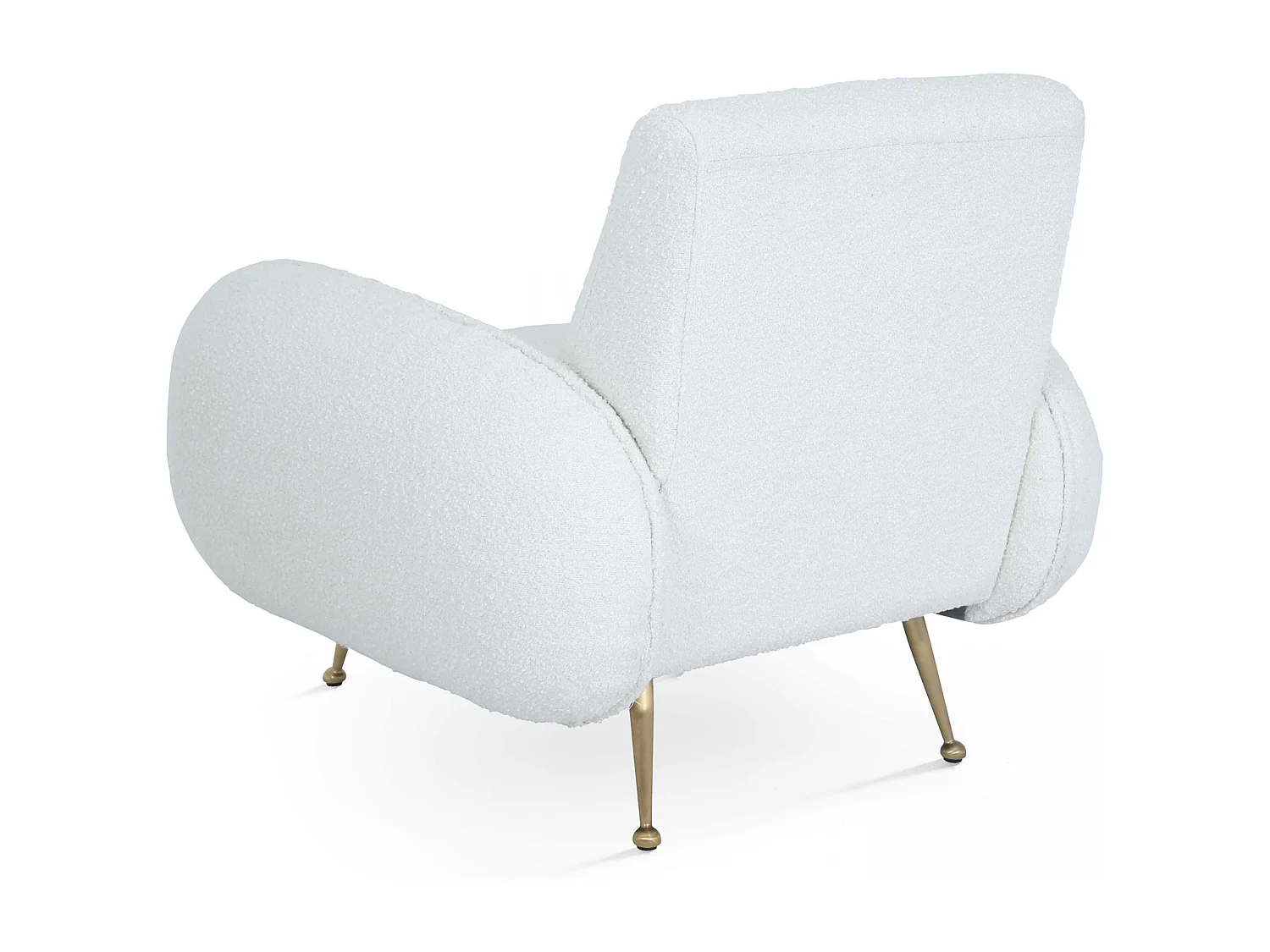 Fauteuil vintage en tissu bouclette blanc