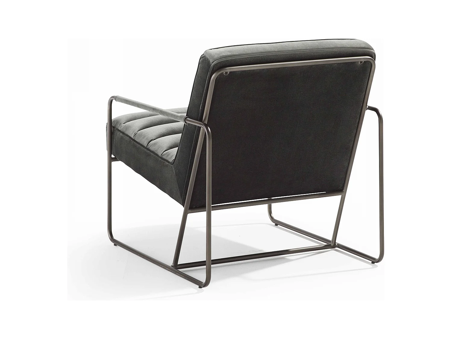 Fauteuil capitonné en velours vert gris