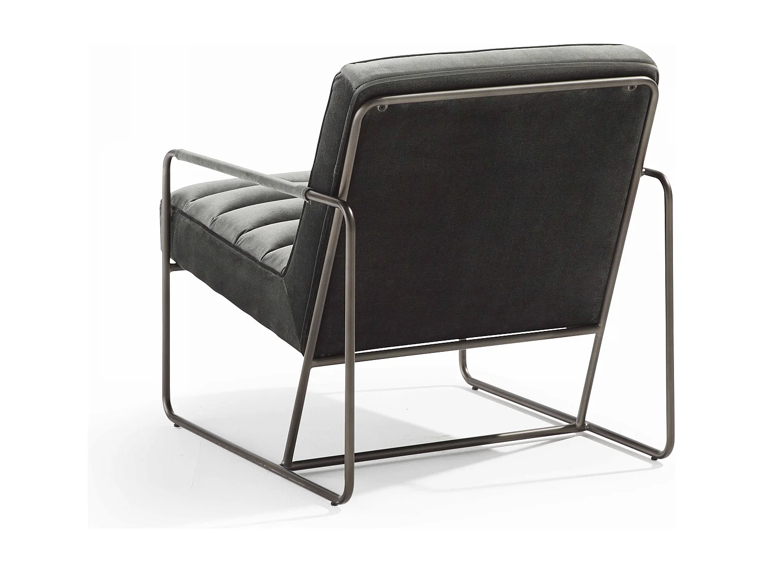 Fauteuil capitonné en velours vert gris