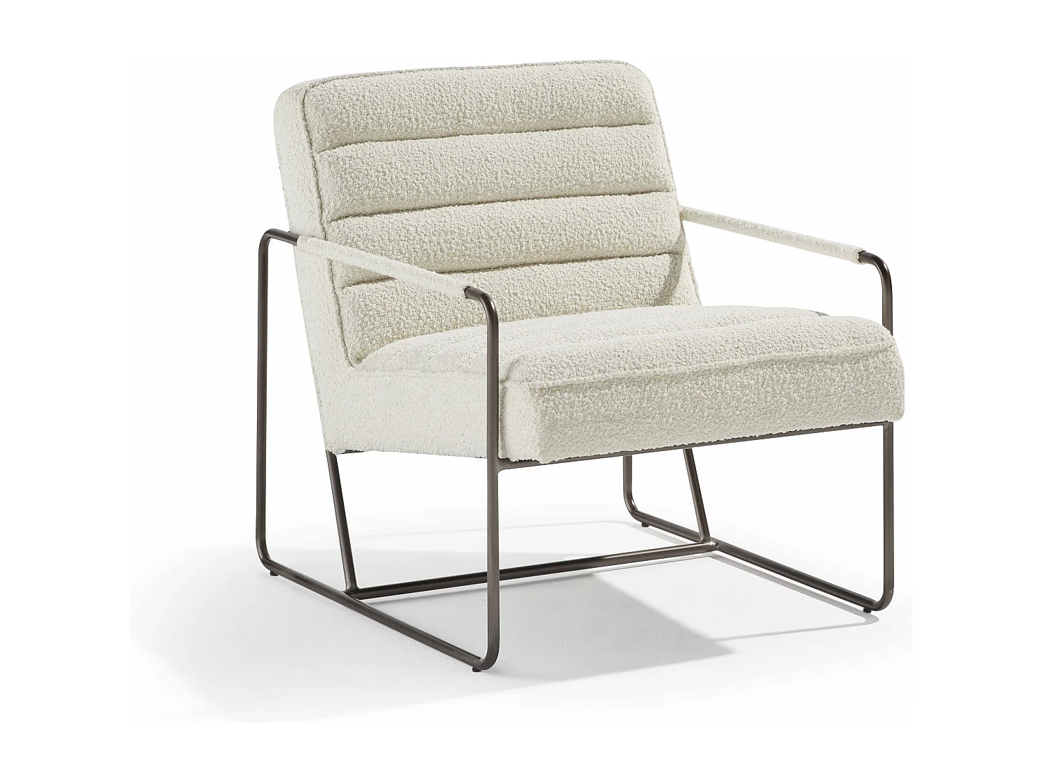 Fauteuil en tissu bouclette ivoire