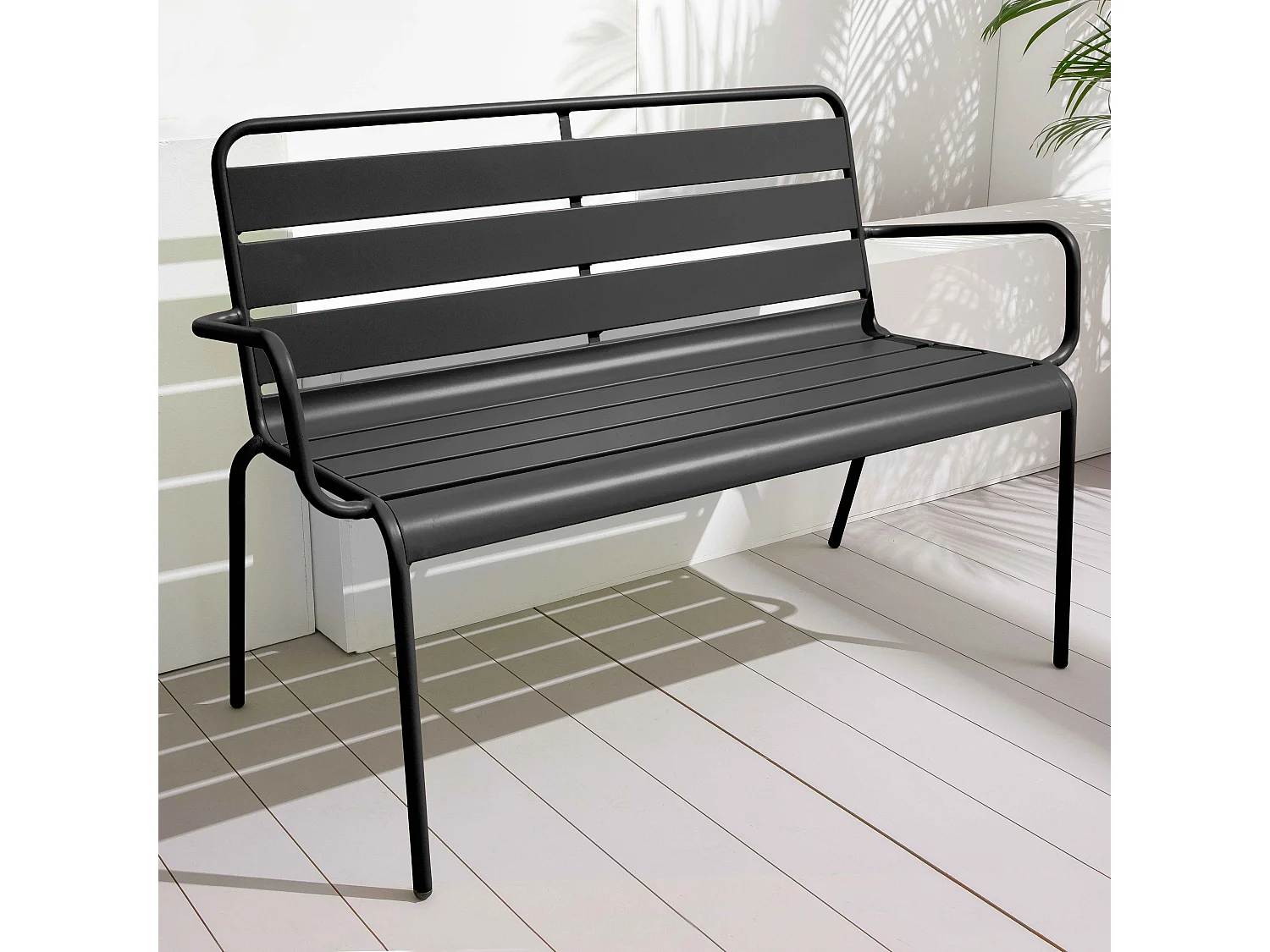 Banc de jardin en métal anthracite - Palavas