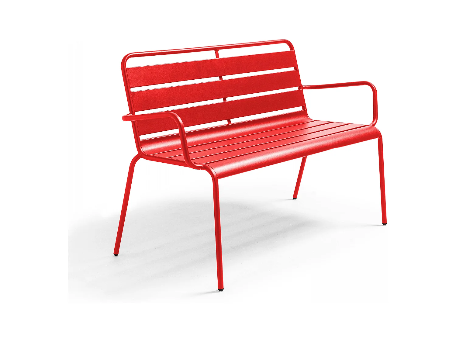 Banc de jardin en métal rouge - Palavas